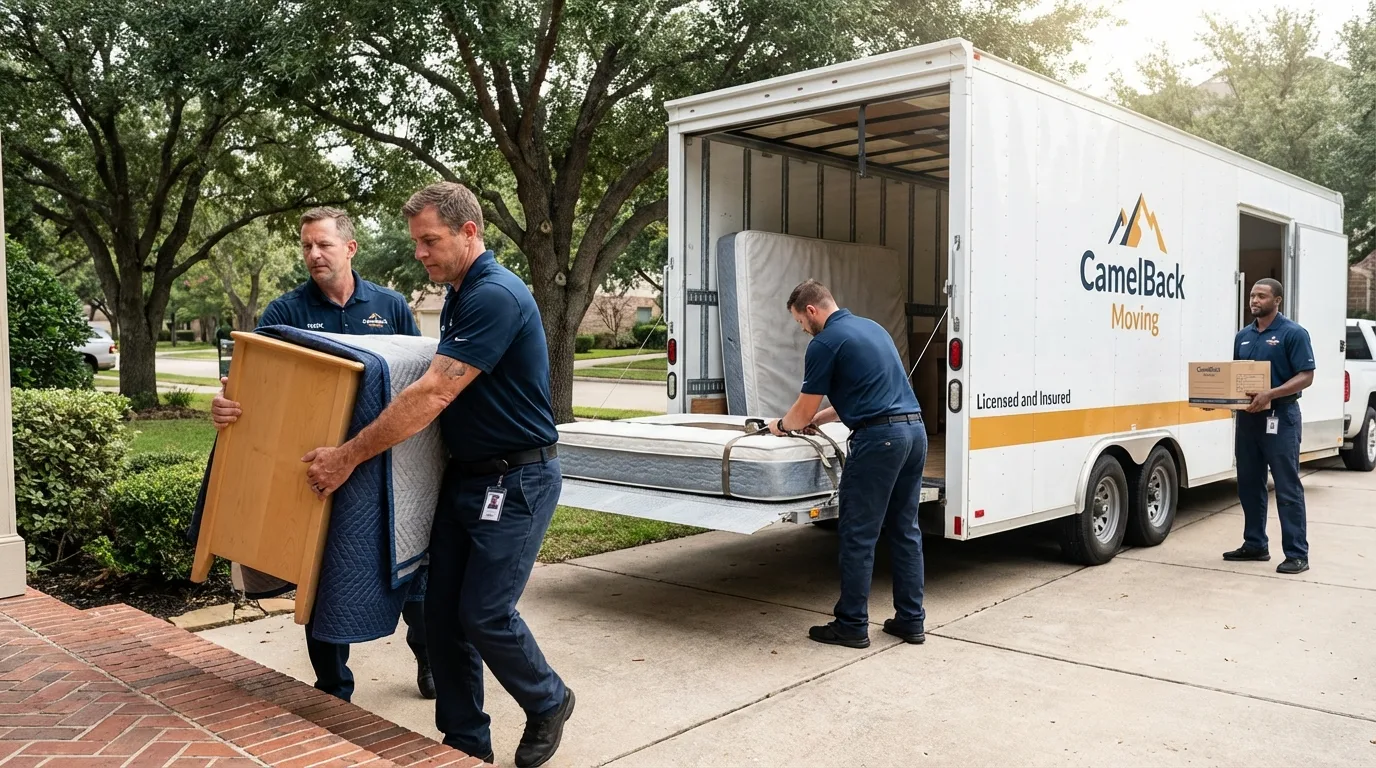 Crew loading residential truck for cross-state move from Saint Augustine, FL