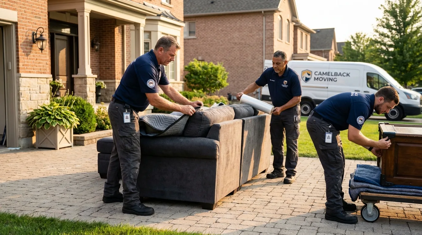 Large estate moving crew wrapping furniture in Saint Augustine, FL
